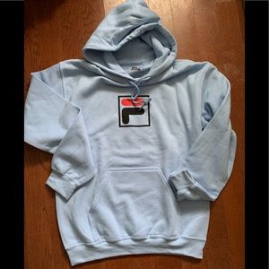 Nice fila pull over fleece light hoodie sky blue